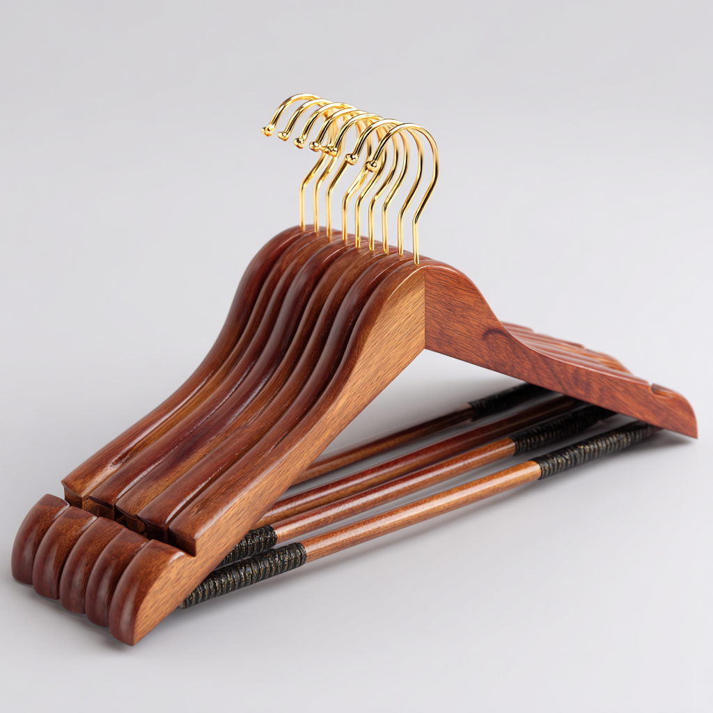 Qybxg Premium Solid Wood Hangers - 20 Pack High-Grade Lotus Wood Clothes Hangers with 360 Swivel Hook, Non-Slip Rubber Strips & Pants Bar - Cherry