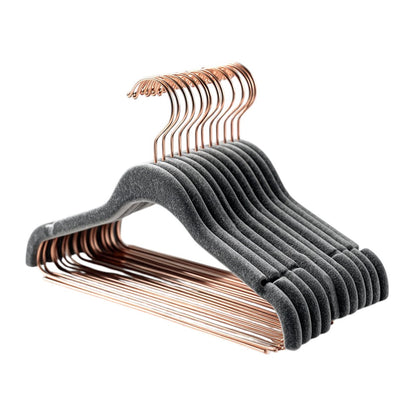 Qybxg Non-Slip Velvet Hangers - 30 Pack Ultra-Slim Space-Saving Suit Hangers with Rose Gold Hooks & Cascading Hooks - Felt Hangers - Charcoal Grey