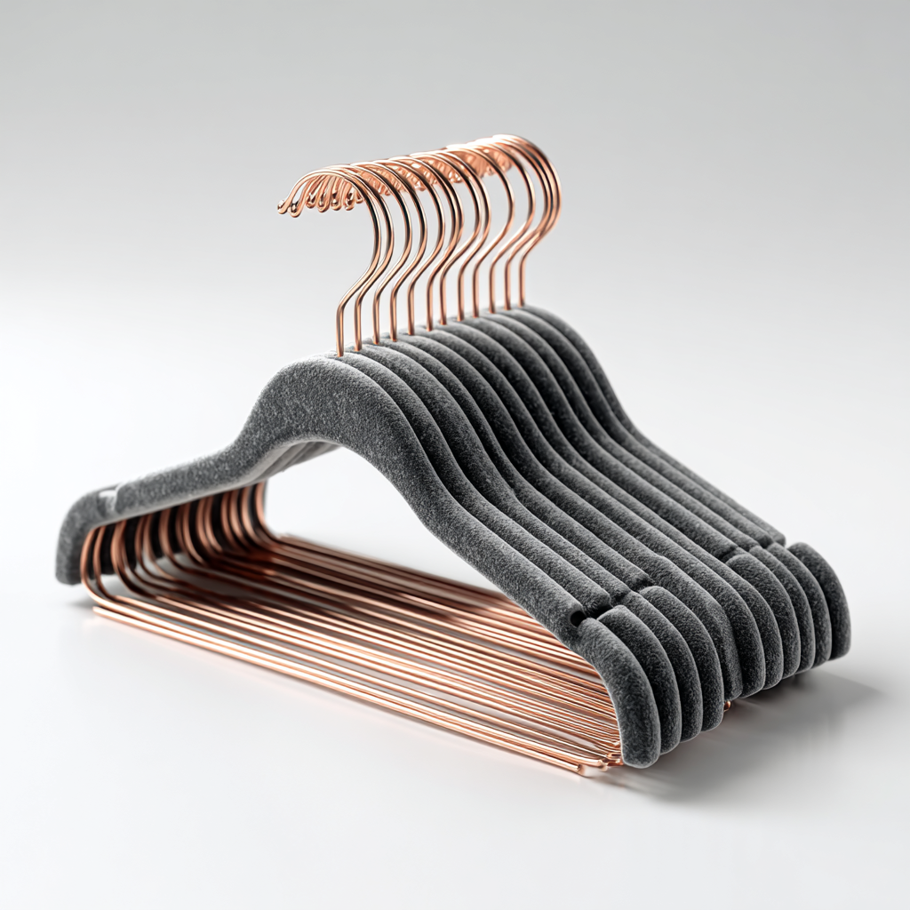 Qybxg Non-Slip Velvet Hangers - 30 Pack Ultra-Slim Space-Saving Suit Hangers with Rose Gold Hooks & Cascading Hooks - Felt Hangers - Charcoal Grey